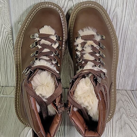 Circus by Sam Edelman Floral Mid Calf Boots Brown Snake Print Womens 5.5 NEW - Picture 6 of 12